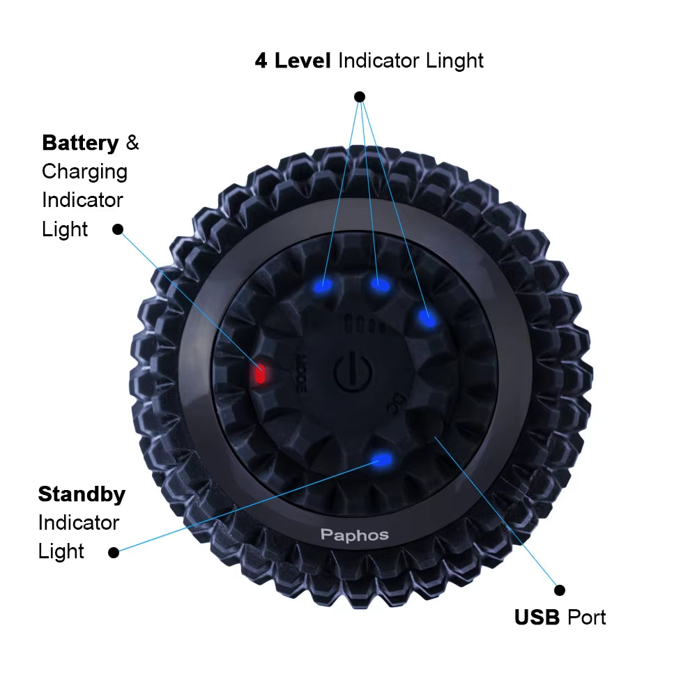 Electric Massage Ball 4-Speed Vibrating Massage Ball USB Rechargeable Massage Roller Training Yoga Fitness Foam Roller