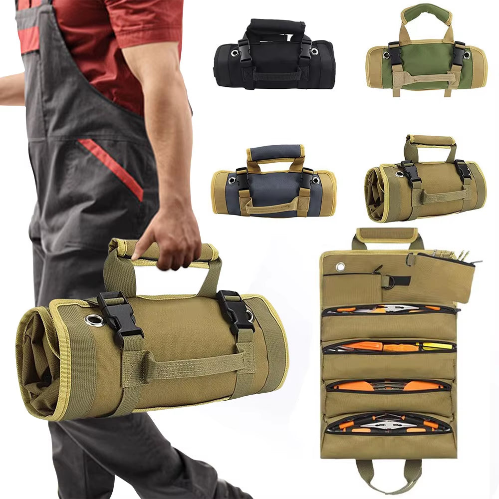 Multi-Purpose Tool Bag Roll up Portable Electrician Bag Multi Pocket Storage Organizer for Mechanic/Motorcycle/Car Hardware Tool
