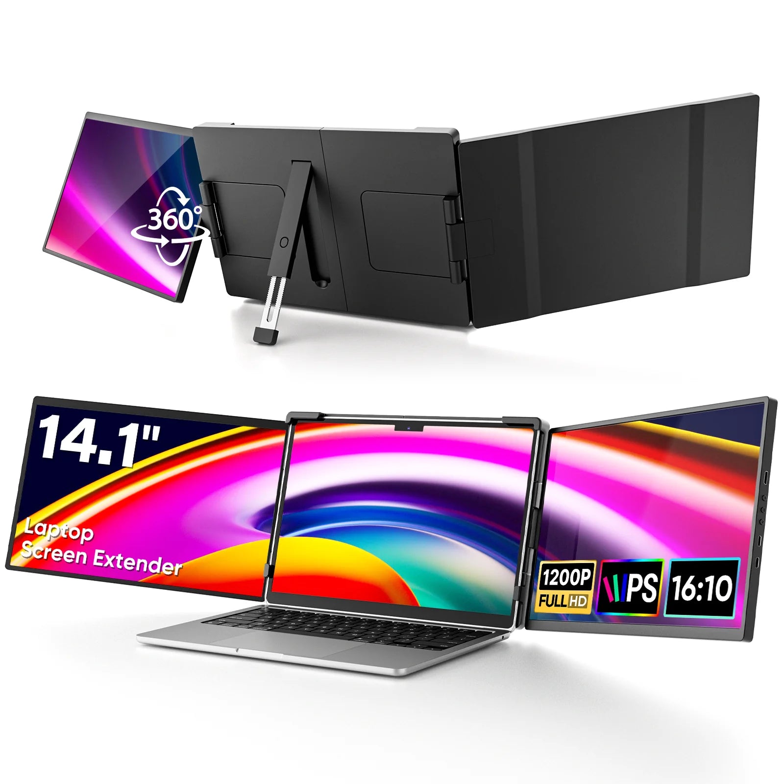14.1 Inch 1920*1200 60Hz FHD Triple Portable Monitor for Laptop