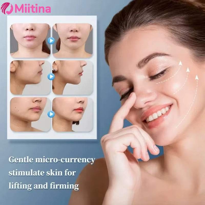 New EMS Facial Massager Low-Frequency Pulse Crescent Shaped Beauty Device V-Shaped Facial Wrinkle Removal Facial Muscles