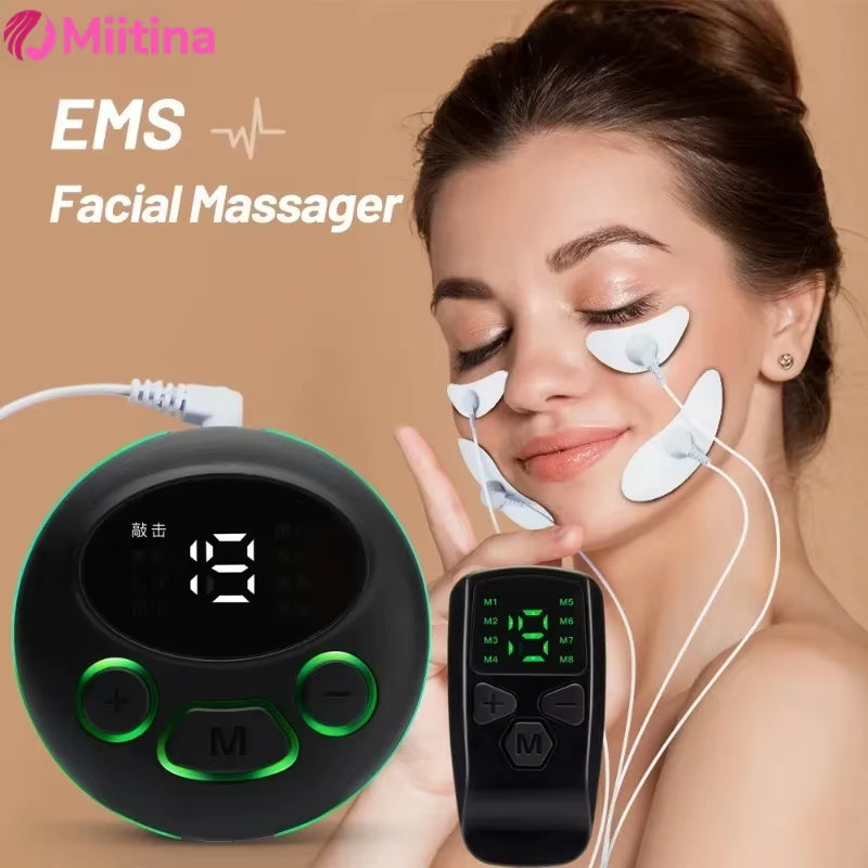New EMS Facial Massager Low-Frequency Pulse Crescent Shaped Beauty Device V-Shaped Facial Wrinkle Removal Facial Muscles