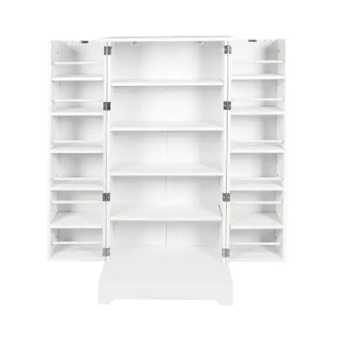 Kitchen Storage Cabinet With Adjustable Shelves, Racks And Doors, Freestanding Kitchen Hutch Cupboard, Buffet Sideboard For Living Room Or Dining Room, White