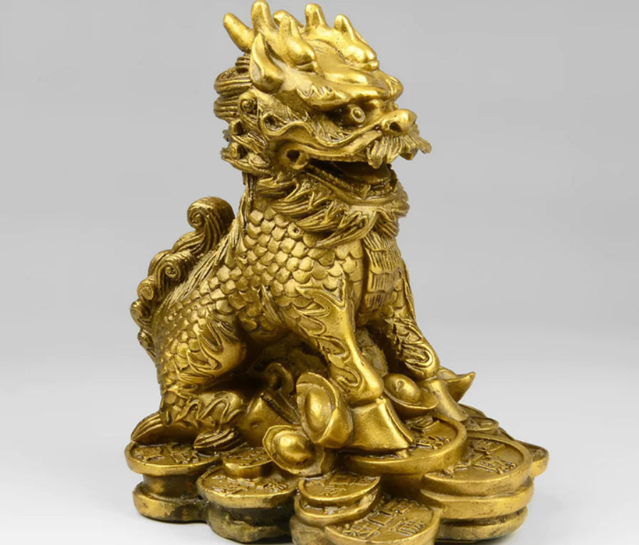 Brass Feng Shui Qilin Decorative Furniture Piece