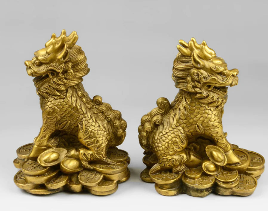 Brass Feng Shui Qilin Decorative Furniture Piece
