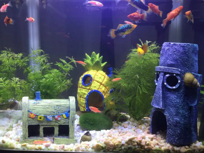 Aquarium Decor, SpongeBob Ornament, Fish Shelter House