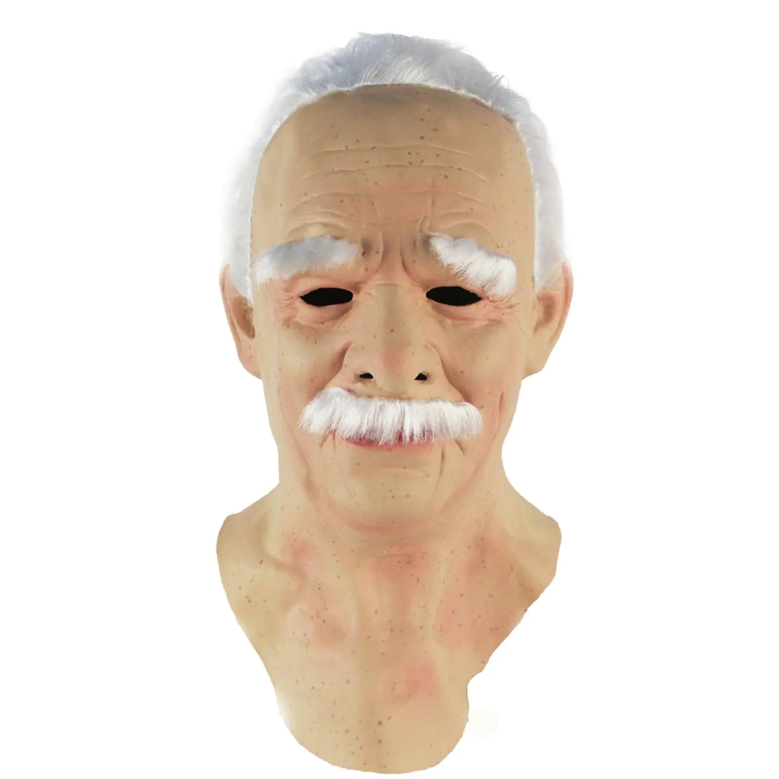 Aisstoye Realistic Old Man Mask Realistic Human Wrinkle Face Latex Mask Halloween Party Cosplay Party Costume Mask (B)