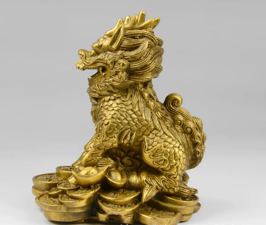 Brass Feng Shui Qilin Decorative Furniture Piece