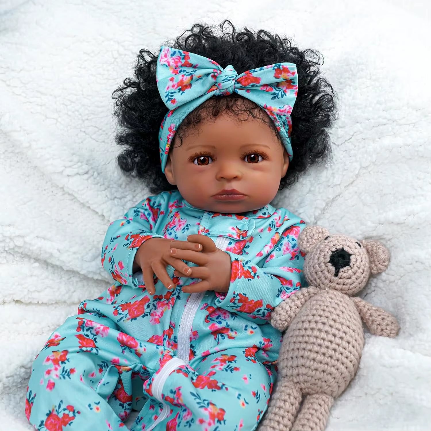 Lifelike Reborn Black Girl- 18-Inch Realistic Newborn Real Life Baby Dolls with Clothes and Toy Gift for Kids Age 3+