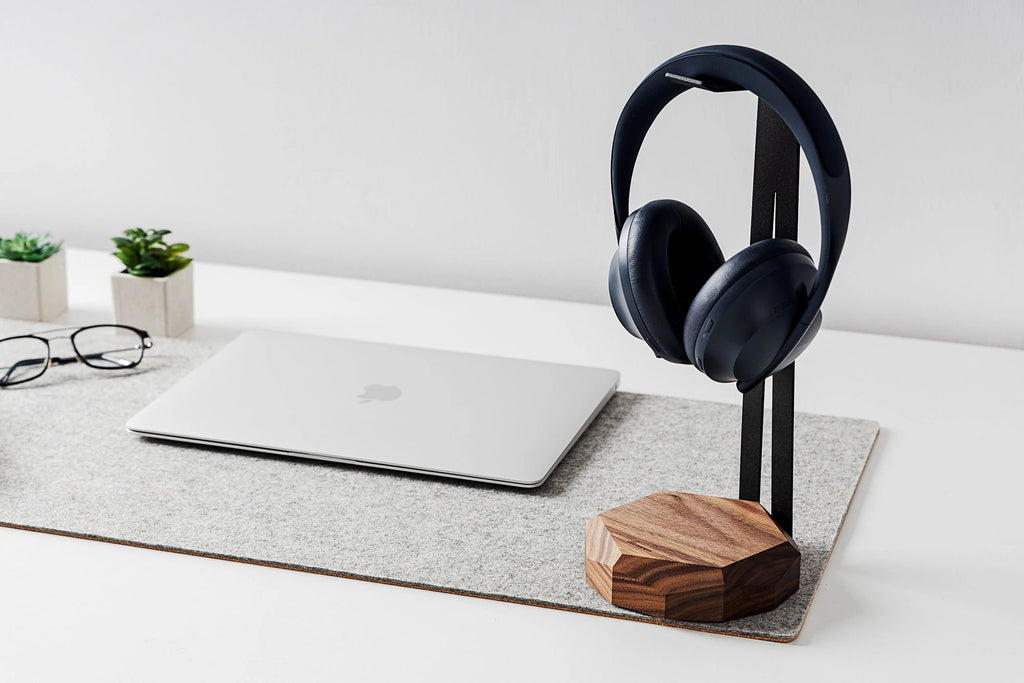 Wooden Headphone Stand, Headphone Holder, Desk Headphone Hanger - Gift for Gamers and Audiophiles. Gaming Headset Stand Made of Walnut