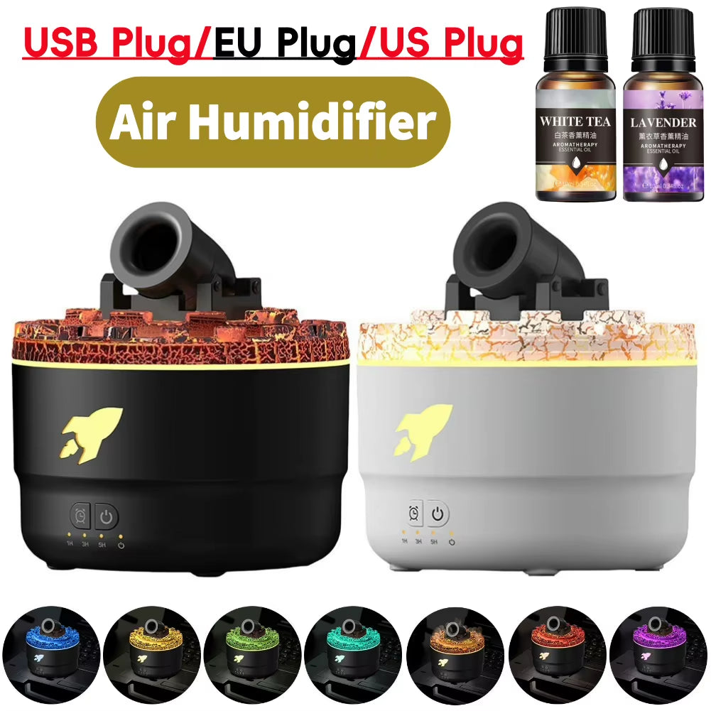 Volcanic Crack Light Cannons Humidifier Essential Oil Diffuser with Timer Cannon Blast Aroma Humidifier Aromatherapy Diffuser