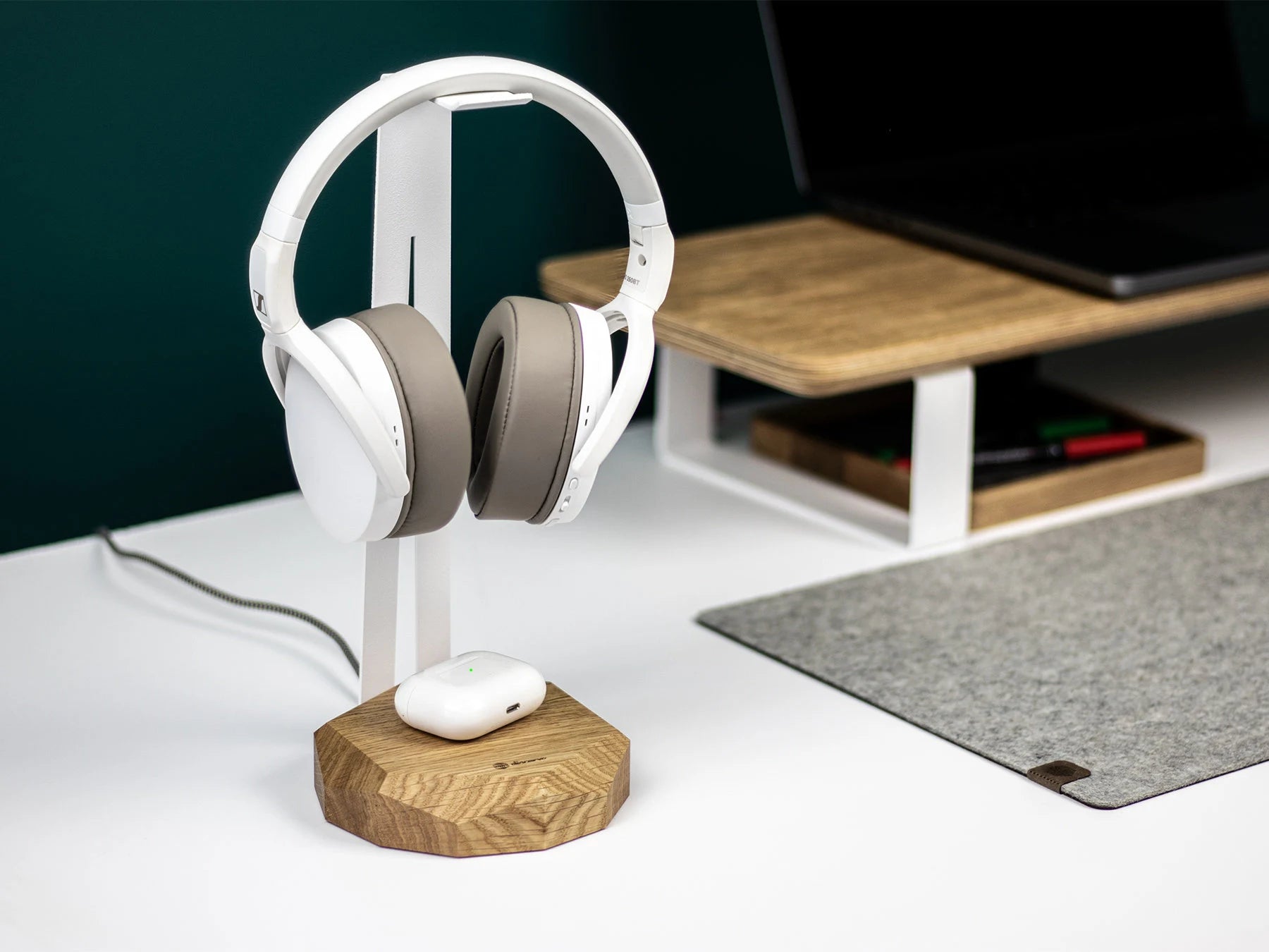 Wooden Headphone Stand, Headphone Holder, Desk Headphone Hanger - Gift for Gamers and Audiophiles. Gaming Headset Stand Made of Walnut