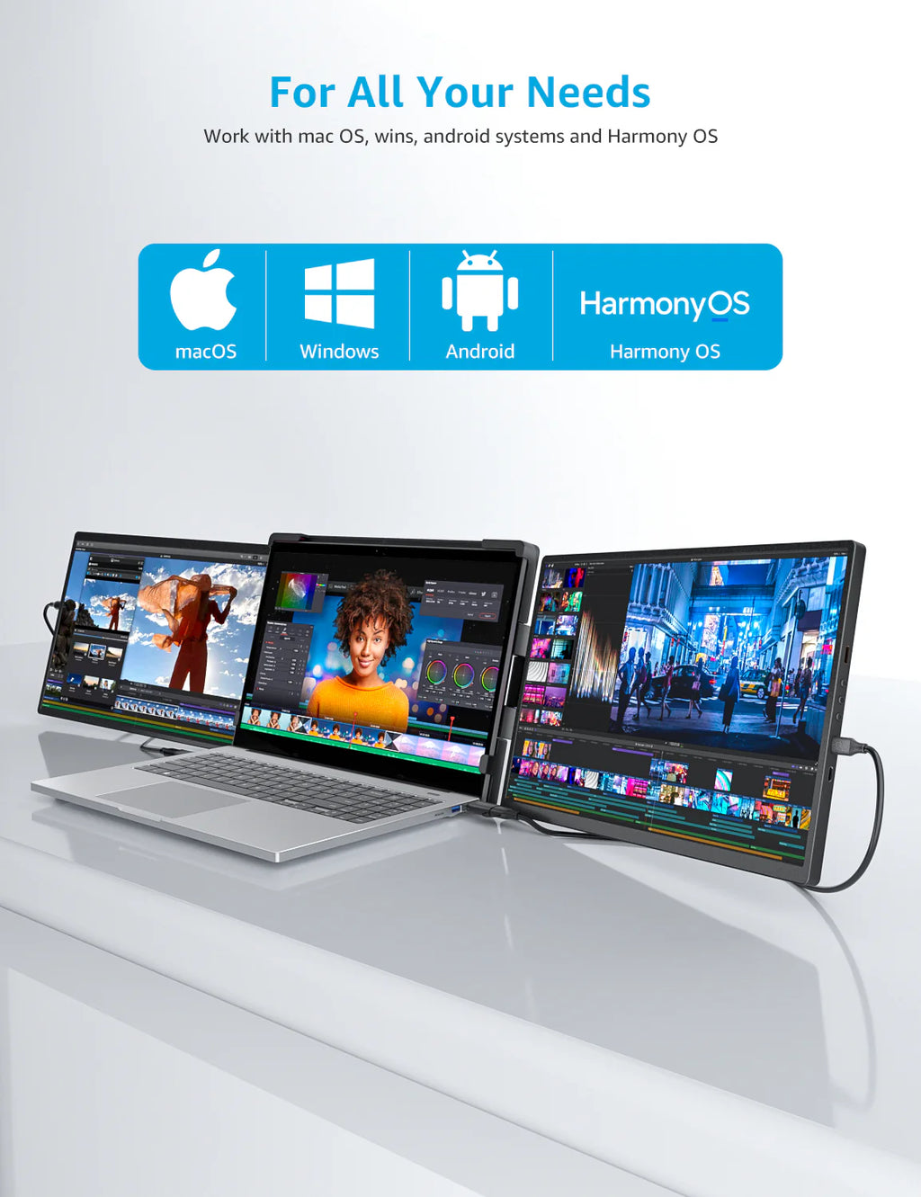 14.1 Inch 1920*1200 60Hz FHD Triple Portable Monitor for Laptop