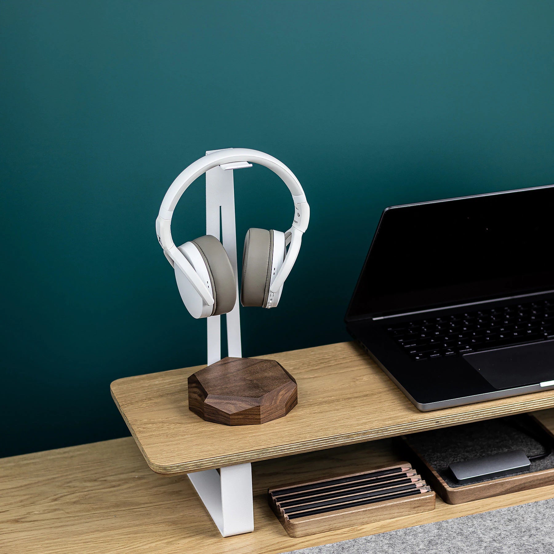 Wooden Headphone Stand, Headphone Holder, Desk Headphone Hanger - Gift for Gamers and Audiophiles. Gaming Headset Stand Made of Walnut