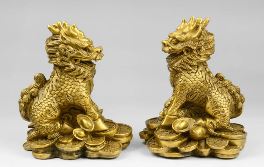 Brass Feng Shui Qilin Decorative Furniture Piece