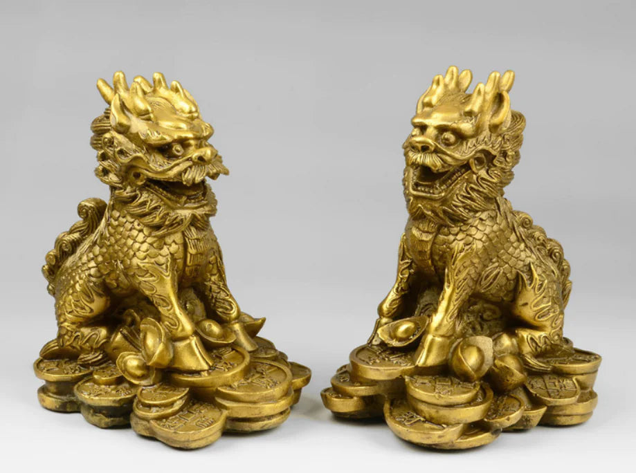 Brass Feng Shui Qilin Decorative Furniture Piece