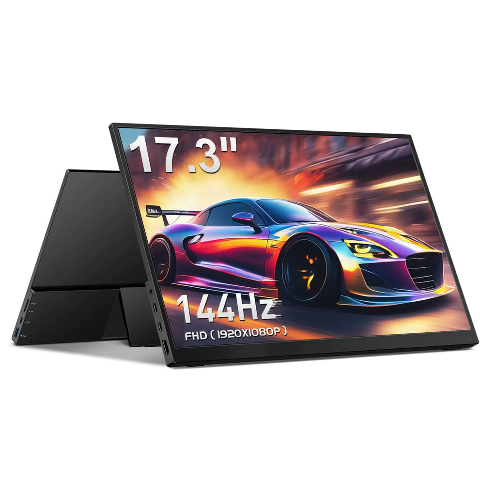 CAPERAVE Portable Monitor 17.3" 144Hz FHD 100% sRGB HDR Portable Gaming Monitor Travel Monitor with Kickstand & Speakers USB-C HDMI External Monitor for Laptop Mac Xbox Switch PS5/4
