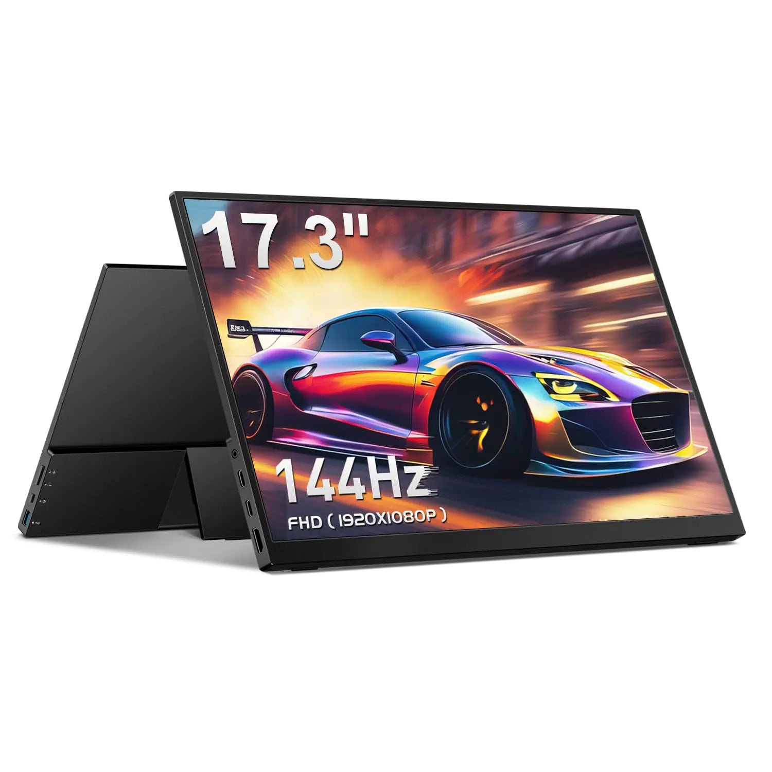 CAPERAVE Portable Monitor 17.3" 144Hz FHD 100% sRGB HDR Portable Gaming Monitor Travel Monitor with Kickstand & Speakers USB-C HDMI External Monitor for Laptop Mac Xbox Switch PS5/4